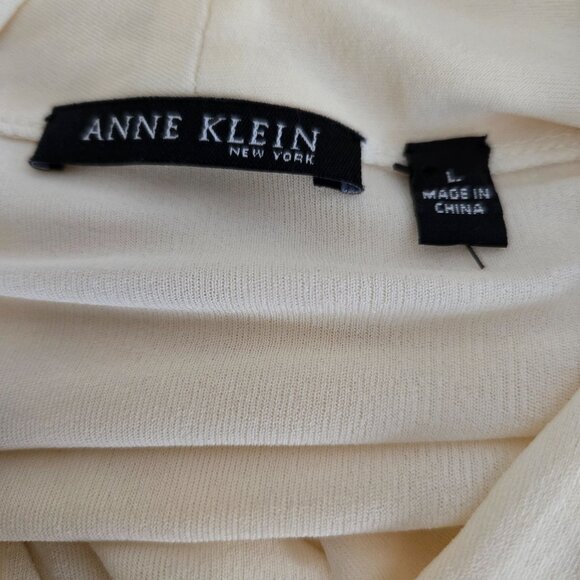 Anne Klein Ivory 100% Silk Faux Wrap Top L - Picture 6 of 8